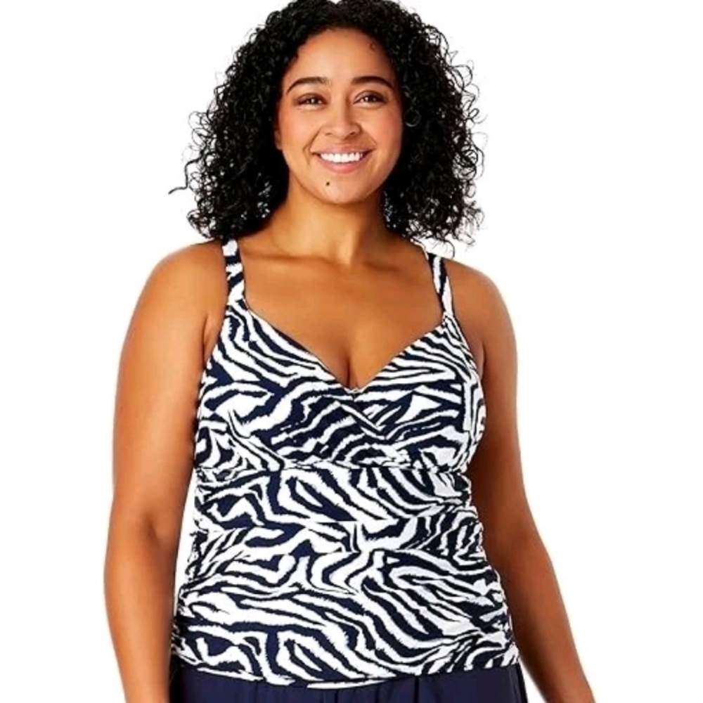 Anne Cole Zebra Print Tankini Top ~22W